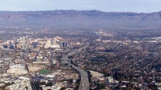 Aerial view of downtown San Jose and surrounding area.