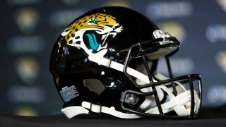 A Jacksonville Jaguars football helmet.