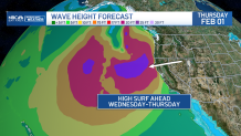 Wave height forecast graphic for Thursday. Feb. 1.