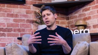 Sam Altman, CEO of OpenAI, during an interview at Bloomberg House on the opening day of the World Economic Forum in Davos, Switzerland, on Jan. 16, 2024.