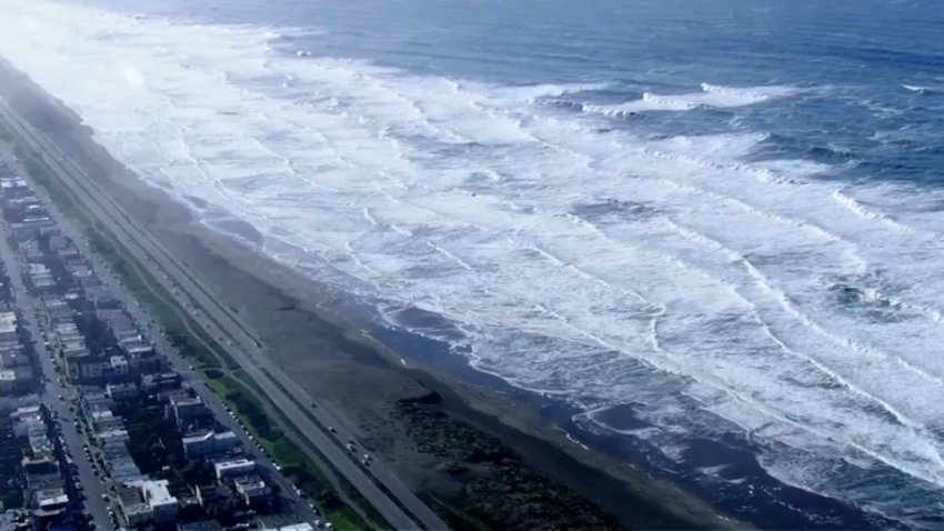 Waves along the Bay Area coastline.