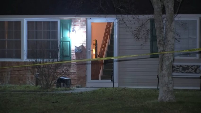 The front door of the home where Justin Mohn lived with his parents in Middletown Township, Bucks County.
