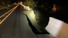 Damage on Niles Canyon Road near Sunol. (Feb. 19, 2024)