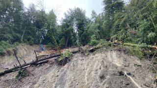 A picture of mudslide debris on State Route 9