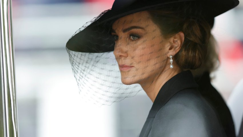 Kate Middleton, Princess of Wales, is driven down The Mall after the funeral for  HM Queen Elizabeth II’s funeral in London, United Kingdom. 19 September 2022.