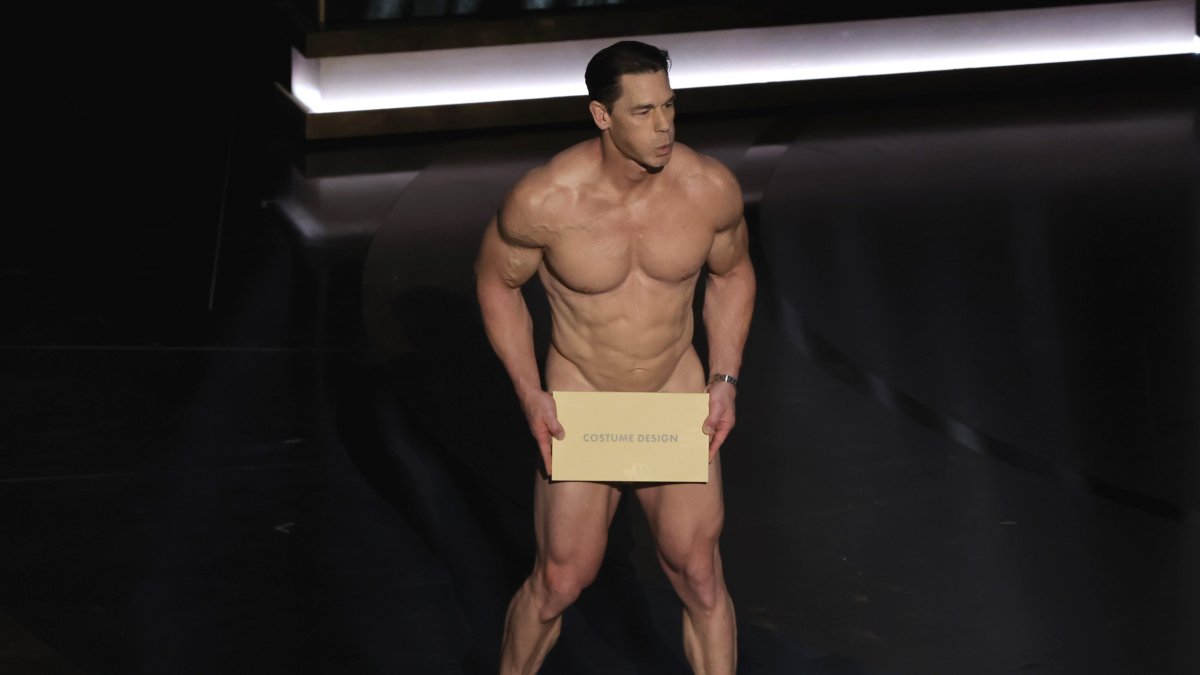 John Cena presents award naked at 2024 Oscars NBC Bay Area