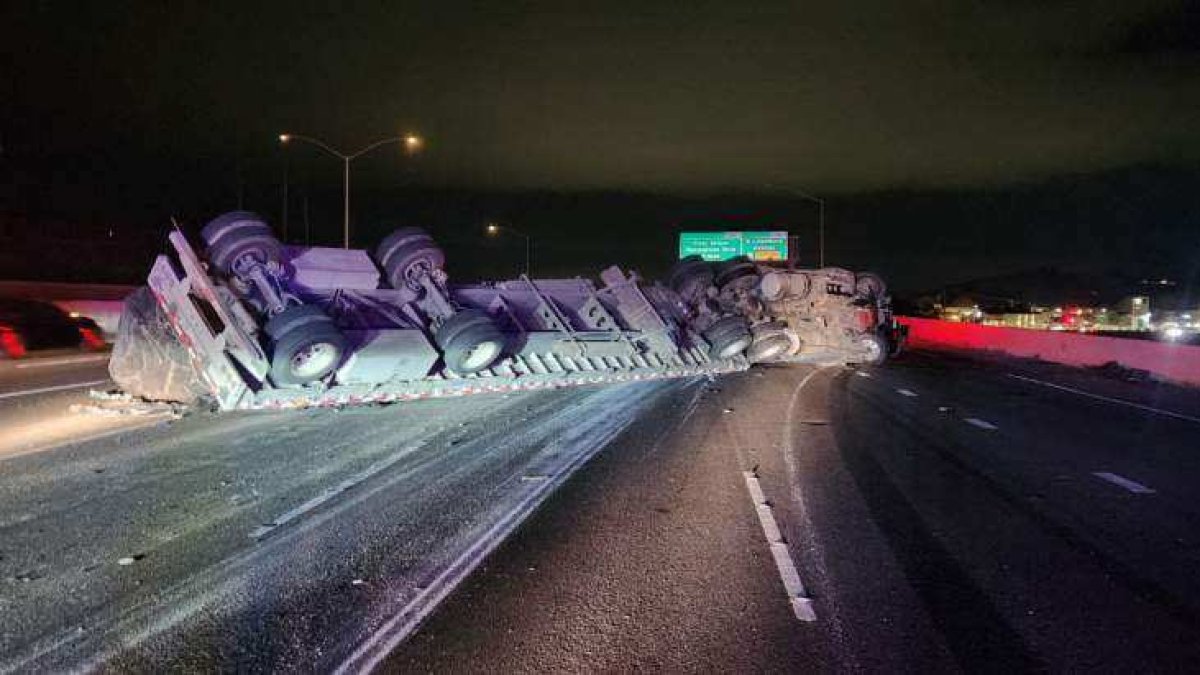2 lanes remained blocked on eastbound I-580 in Livermore after big-rig ...