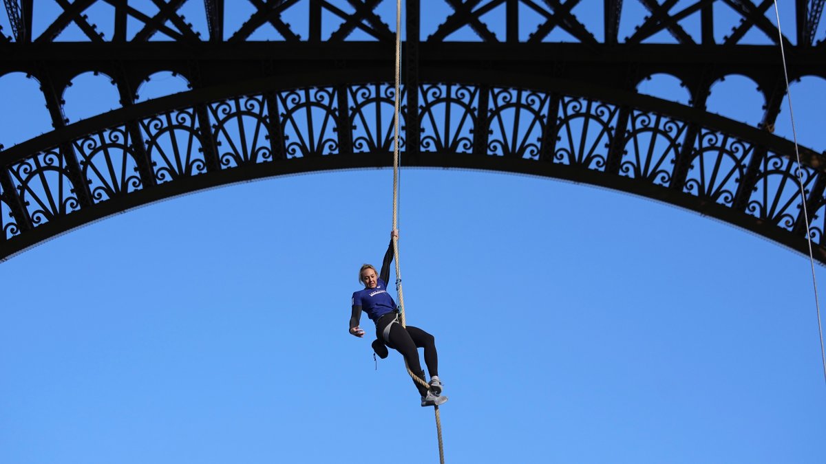 French woman climbs rope up Eiffel Tower for new world record – NBC Bay ...