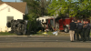 Fire truck slams into Stockton home after collision that injured 2
