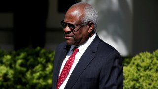 Associate Supreme Court Justice Clarence Thomas arrives for the swearing-in ceremony of Neil Gorsuch as an Associate Supreme Court Justice in the Rose Garden of the White House, Washington, D.C., April 10, 2017.