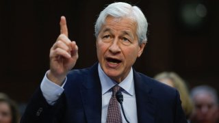 JPMorgan Chase CEO and Chairman Jamie Dimon gestures as he speaks during the U.S. Senate Banking, Housing and Urban Affairs Committee oversight hearing on Wall Street firms, on Capitol Hill in Washington, D.C., on Dec. 6, 2023.