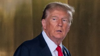 Former U.S. President Donald Trump exits Trump Tower to attend his hush money trial at Manhattan criminal court in New York City on May 28, 2024.