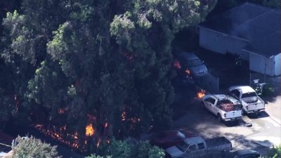 Watch: Firefighters battle blaze in Hayward