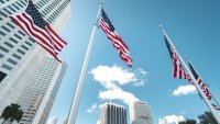 A U.S. flag waving in Miami
