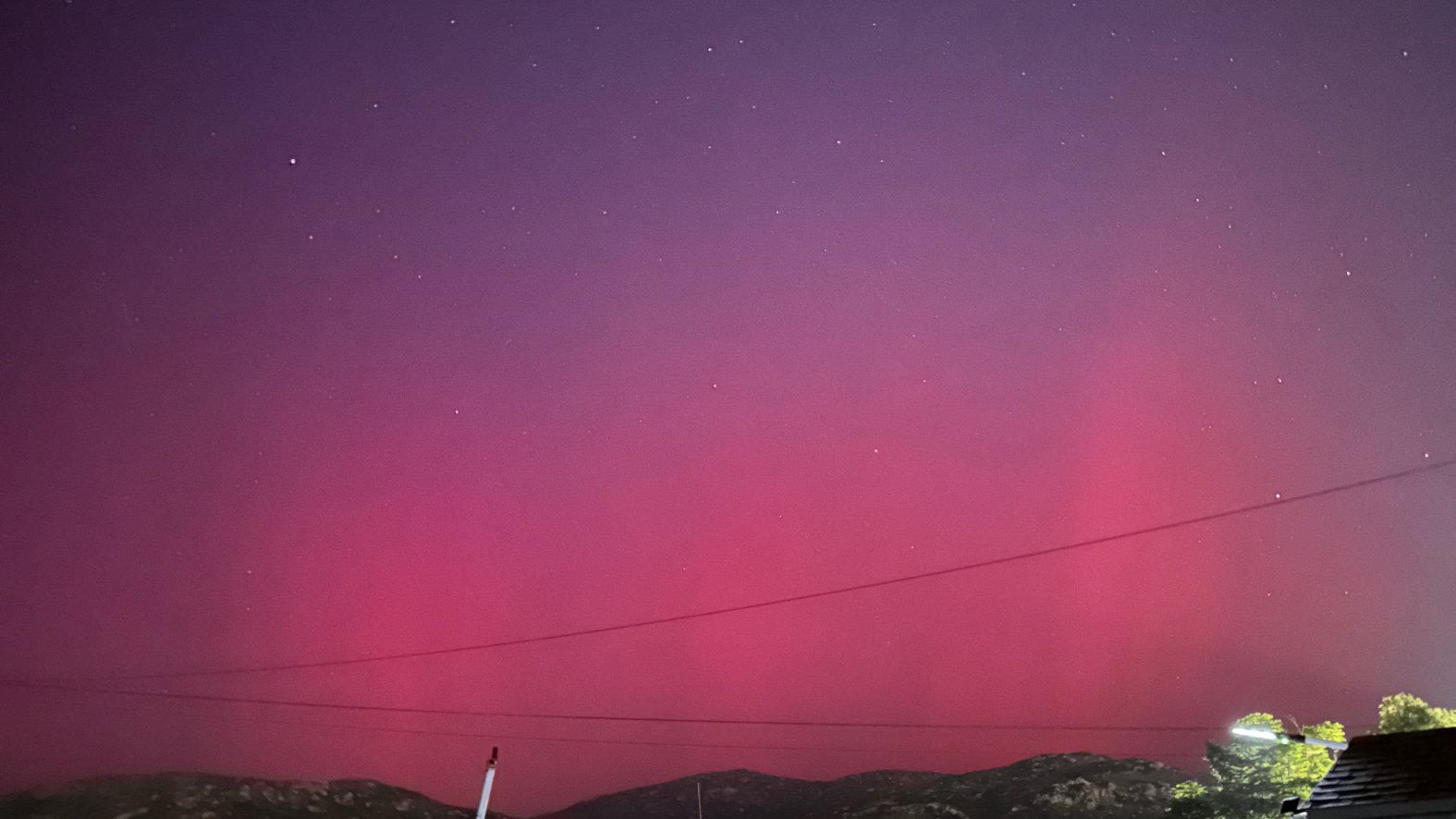 Northern lights, aurora borealis seen from San Diego County mountains