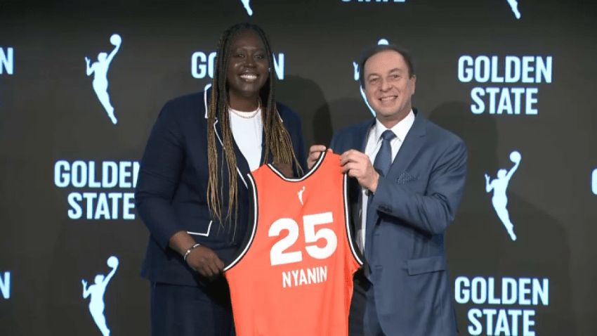 Ohemaa Nyanin and Joe Lacob.