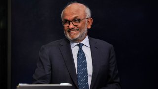 Adobe CEO Shantanu Narayen speaks during an interview with CNBC on the floor at the New York Stock Exchange on Feb. 20, 2024.