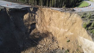 damaged section of Teton Pass