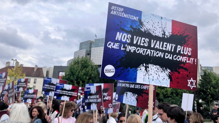 People gather against antisemitism in Paris