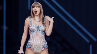 American singer and songwriter Taylor Swift performs on stage