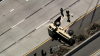 Overturned US Army truck blocks lanes on I-580 in Castro Valley