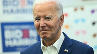 US President Joe Biden visits the Roxborough Democratic Coordinated Campaign Office in Philadelphia, Pennsylvania, on July 7, 2024.