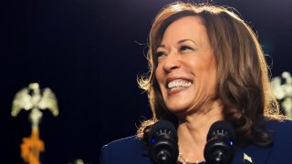 U.S. Vice President Kamala Harris delivers remarks during a campaign event, at West Allis Central High School, in West Allis, Wisconsin, U.S., July 23, 2024. 