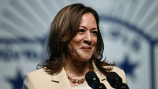 US Vice President and Democratic Presidential candidate Kamala Harris delivers keynote speech at Zeta Phi Beta Sorority, Inc.’s Grand Boulé event at the Indiana Convention Center in Indianapolis, Indiana, on July 24, 2024.