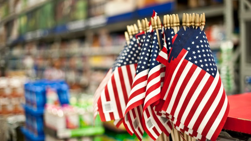 American flags for sale in a Megastore