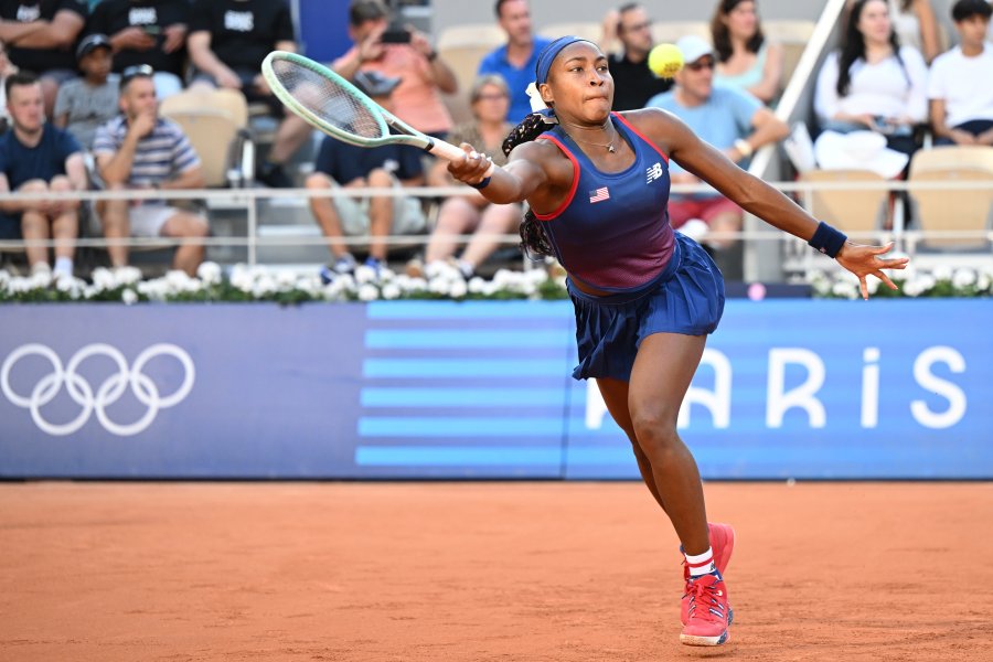 Coco Gauff in action at the Paris Olympics