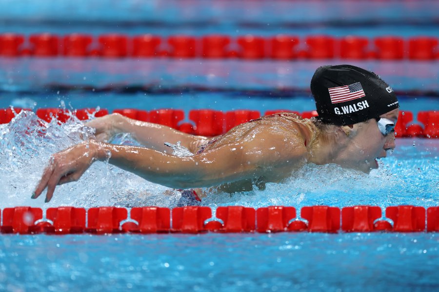 Gretchen Walsh of Team United States competes in the Women's 100m Butterfly Semifinals