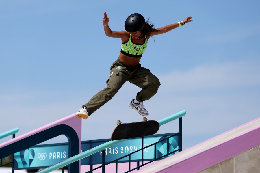 Rayssa Leal of Team Brazil competes at at tricks round during the Women's Street Prelims