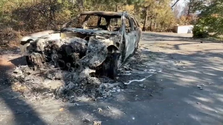 A car destroyed by the Park Fire in Northen California. (July 29, 2024)