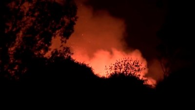 East San Jose professional fireworks show causes small fires