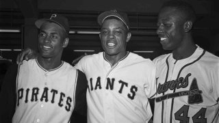 Roberto Clemente, Willie Mays, and Hank Aaron