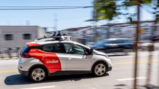 A Cruise autonomous taxi in San Francisco, California, US, on Thursday Aug. 10, 2023. 