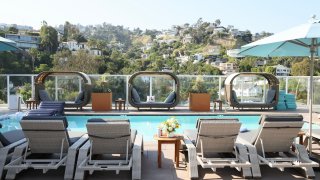 A view of the pool at the ResortPass Summer Soiree event at Andaz West Hollywood