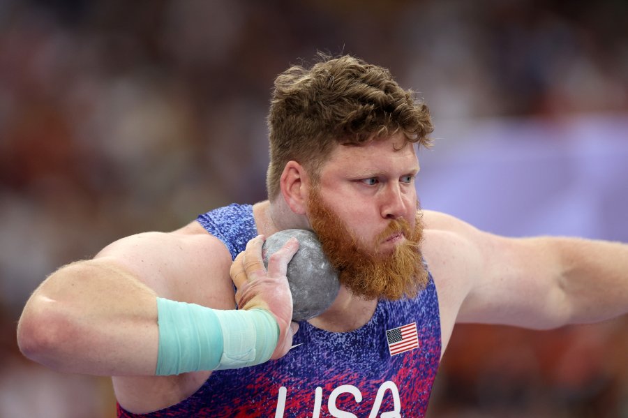 Ryan Crouser of Team United States competes during the Men's Shot Put Final