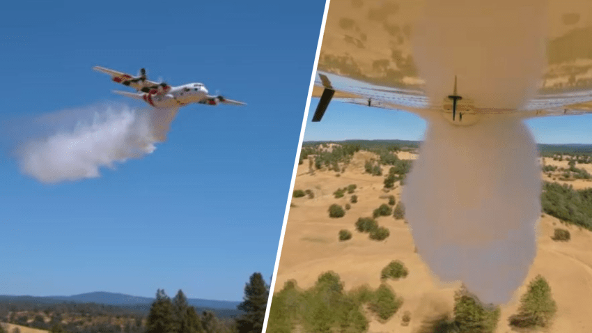 A modified C-130H takes flight as part of California's airborne firefighting fleet.