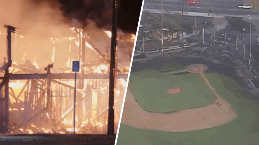 Jay Littleton Ball Park in Ontario was damaged in a fire Thursday Aug. 22, 2024.