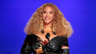 Beyonce makes History with the Best E&B Performance winning 28 Grammys, more that any female or male performer, accepts the award for Best R&B Performance at the 63rd Grammy Award outside Staples Center.