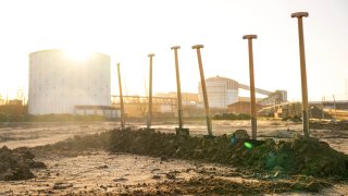 The construction site of a plant for the production of hydrogen in Germany. 