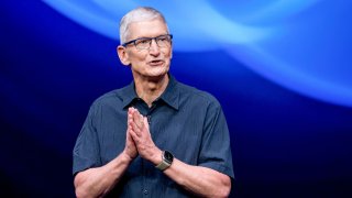 Tim Cook, chief executive officer of Apple Inc., during an event at Apple Park campus in Cupertino, California, US, on Monday, Sept. 9, 2024. Apple Inc. unveiled a new version of its smartwatch with a bigger screen and the ability to detect sleep apnea, part of an event Monday that will also include the iPhone 16 smartphone. Photographer: David Paul Morris/Bloomberg via Getty Images