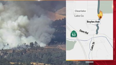 Fire threatening homes in Clearlake