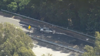 Authorities investigate a deadly crash on I-580 in Oakland.