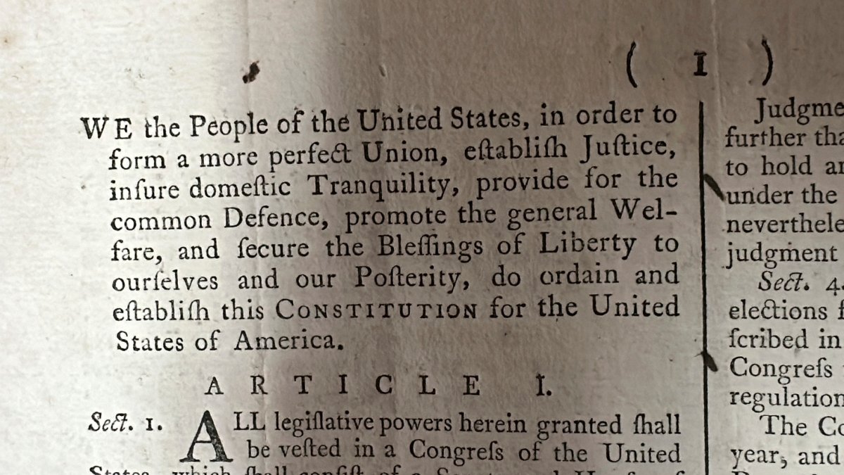 A rare 1787 copy of the US Constitution is up for auction NBC Bay Area