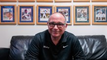 Mikey Thalblum, visiting clubhouse manager, is photographed inside his office at Oakland Coliseum, Wednesday, May 22, 2024, in Oakland, Calif.