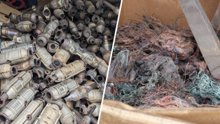 Seized catalytic converters and copper cable wires.