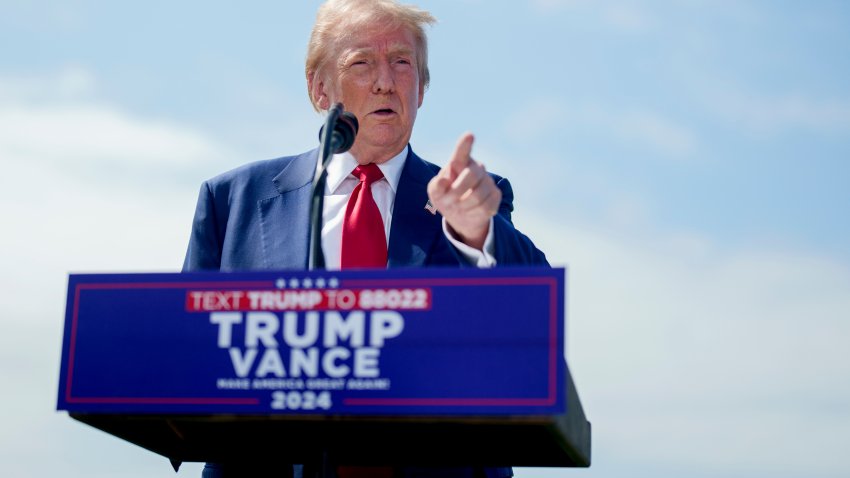 Former US President Donald Trump speaks during a news conference at Trump National Golf Club Los Angeles in Rancho Palos Verdes, California, US, on Friday, Sept. 13, 2024. Trump sent shares of his social media startup soaring Friday after he said he has “absolutely no intention of selling” his stake when a lockup period is set to expire late next week. Photographer: Eric Thayer/Bloomberg via Getty Images