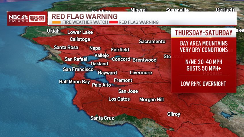 Red Flag Warning issued for the Bay Area and Northern California. (Oct. 15, 2024)